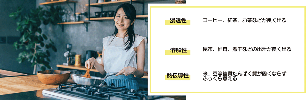 浸透性、溶解性、熱伝導性
